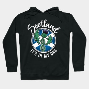 Scotland - It's in my DNA. Scottish thistle with a DNA strand on the flag of Scotland design Hoodie